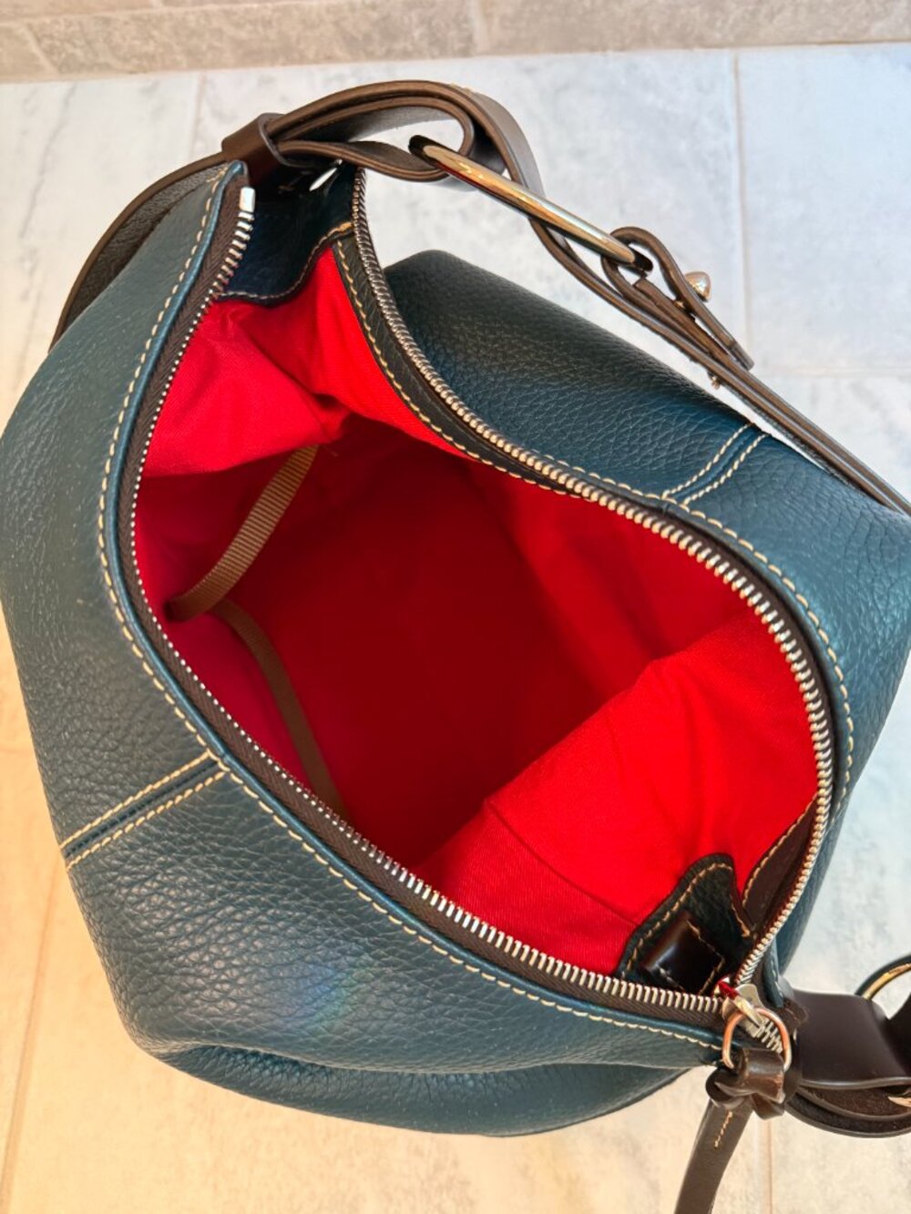 Dooney & Bourke Teal Pebbled Leather Gracie Shoulder Bag - Picture 7 of 7